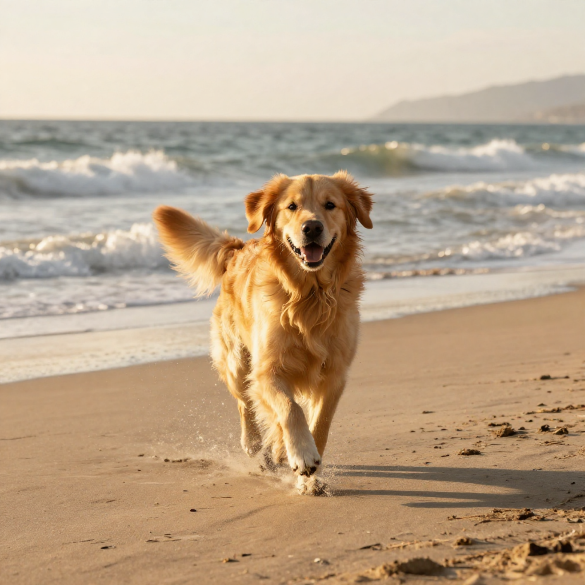 Running through the sand with endless joy and freedom.